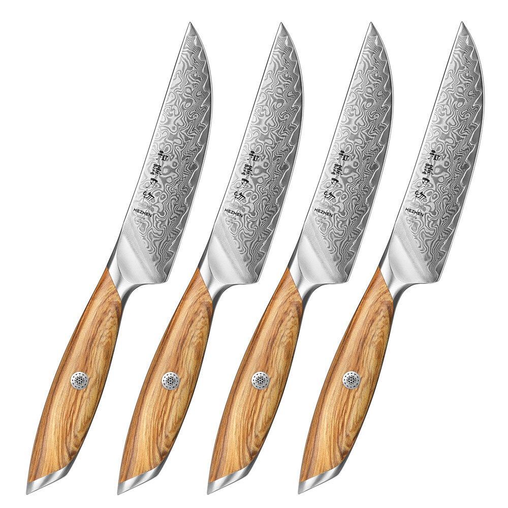 Hezhen Damascus Steakmessen 4 stuks - X01 Flagship series Hezhen Damascus Steakmessen 4 stuks - X01 Flagship series