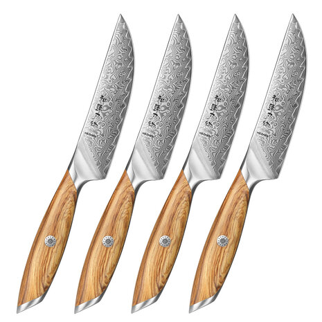 Hezhen Damascus Steakmessen 4 stuks - X01 Flagship series Hezhen Damascus Steakmessen 4 stuks - X01 Flagship series