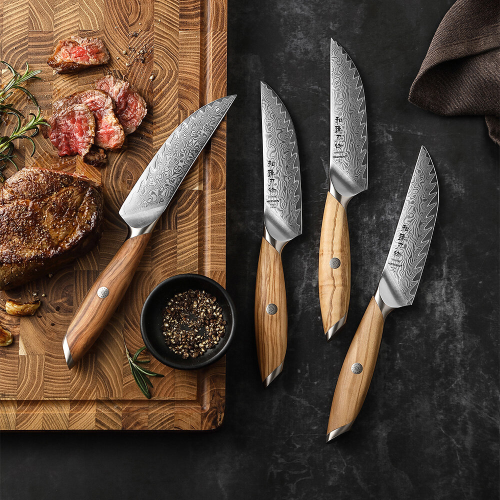 Hezhen Damascus Steakmessen 4 stuks - X01 Flagship series Hezhen Damascus Steakmessen 4 stuks - X01 Flagship series