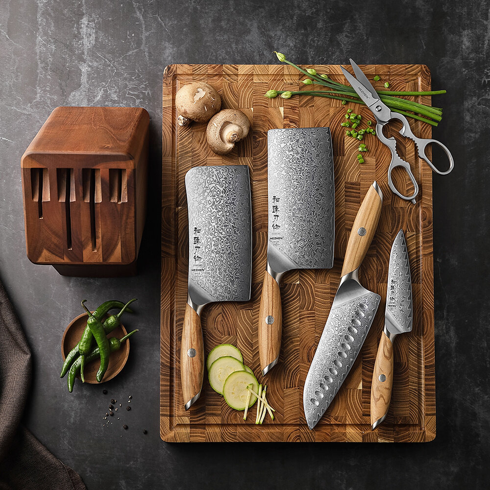 Hezhen Damascus Messenset 6-delig - X01 Flagship series Hezhen Damascus Messenset 6-delig - X01 Flagship series