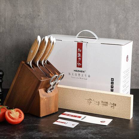 Hezhen Damascus Messenset 6-delig - X01 Flagship series Hezhen Damascus Messenset 6-delig - X01 Flagship series