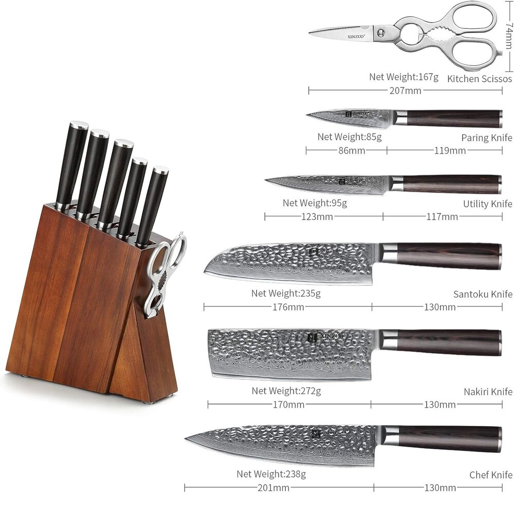 XinZuo Damascus messenset 7-delig - B1H He series XinZuo Damascus messenset 7-delig - B1H He series