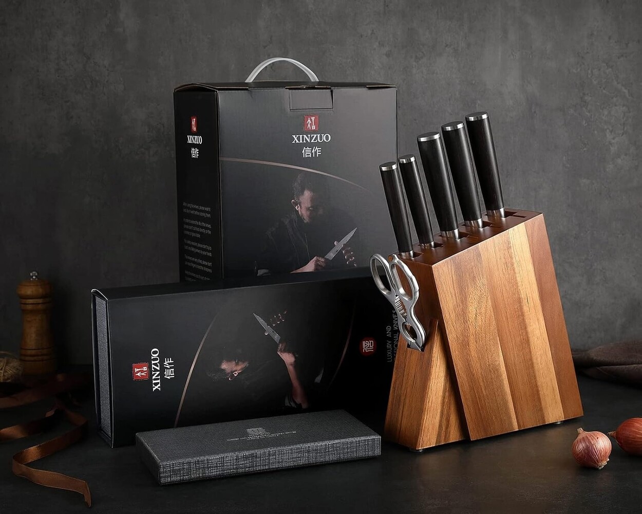 XinZuo Damascus messenset 7-delig - B1H He series XinZuo Damascus messenset 7-delig - B1H He series