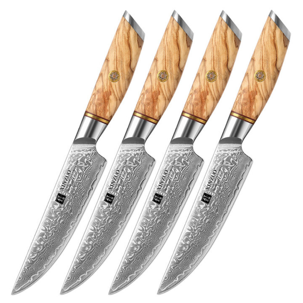 XinZuo Damascus Steakmessen 4 stuks - B37 Lan series XinZuo Damascus Steakmessen 4 stuks - B37 Lan series