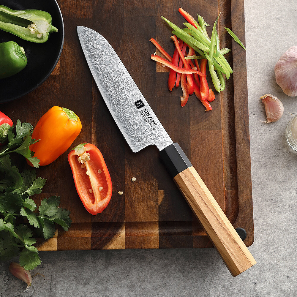 XinZuo Damascus Klein Santokumes - PM8O Zhen series XinZuo Damascus Klein Santokumes - PM8O Zhen series