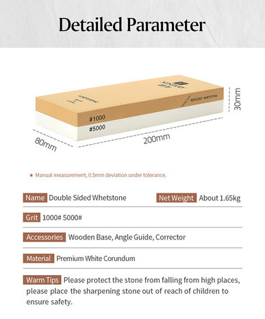XinZuo Professionele slijpsteen  (Korund) - Dubbelzijdige korrel  1000/5000 - L
