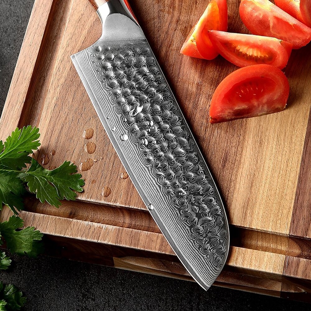 XinZuo Damascus Santokumes - B13D Yu series