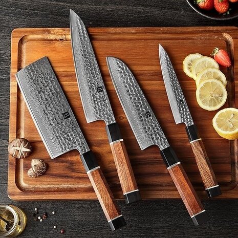 XinZuo Damascus messenset 4-delig - PM8 Zhen series XinZuo Damascus messenset 4-delig - PM8 Zhen series