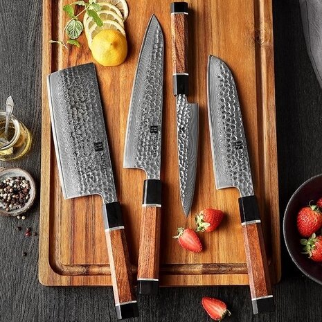 XinZuo Damascus messenset 4-delig - PM8 Zhen series XinZuo Damascus messenset 4-delig - PM8 Zhen series