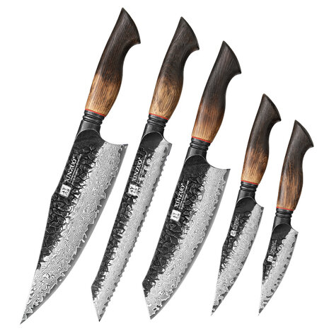 XinZuo Damascus messenset 5-delig - X06 Mo series XinZuo Damascus messenset 5-delig - X06 Mo series