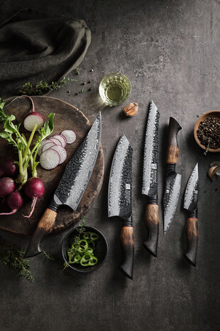 XinZuo Damascus messenset 5-delig - X06 Mo series XinZuo Damascus messenset 5-delig - X06 Mo series