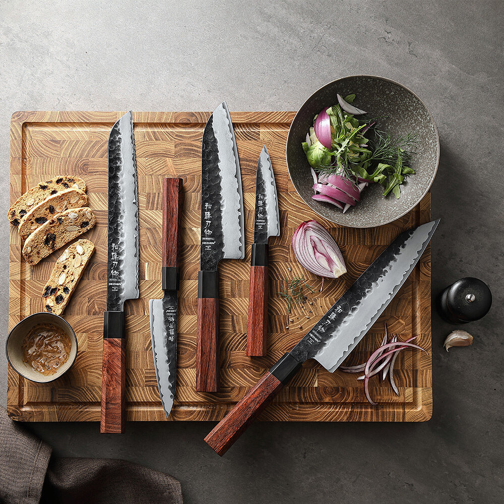 Hezhen Composietstalen messenset 5-delig - PM8S Retro series Hezhen Composietstalen messenset 5-delig - PM8S Retro series