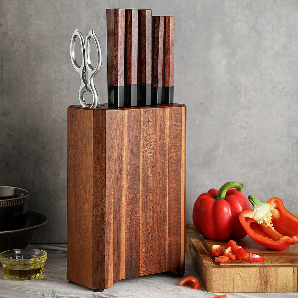 Hezhen Composietstalen messenset met blok 7-delig - PM8S Retro series Hezhen Composietstalen messenset met blok 7-delig - PM8S Retro series