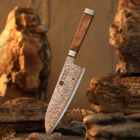 XinZuo Koper Damascus Santoku - X08C series