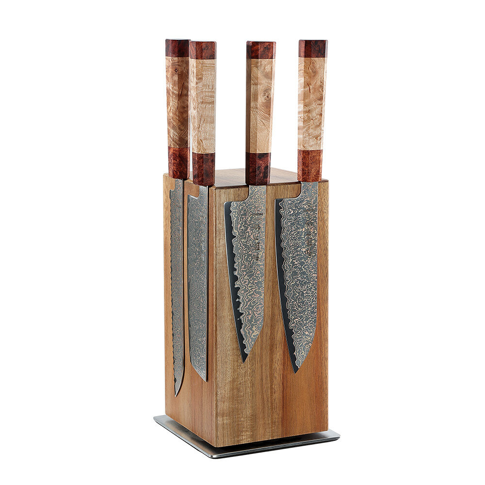 XinZuo Draaibaar Magnetisch Messenblok - Acaciahout