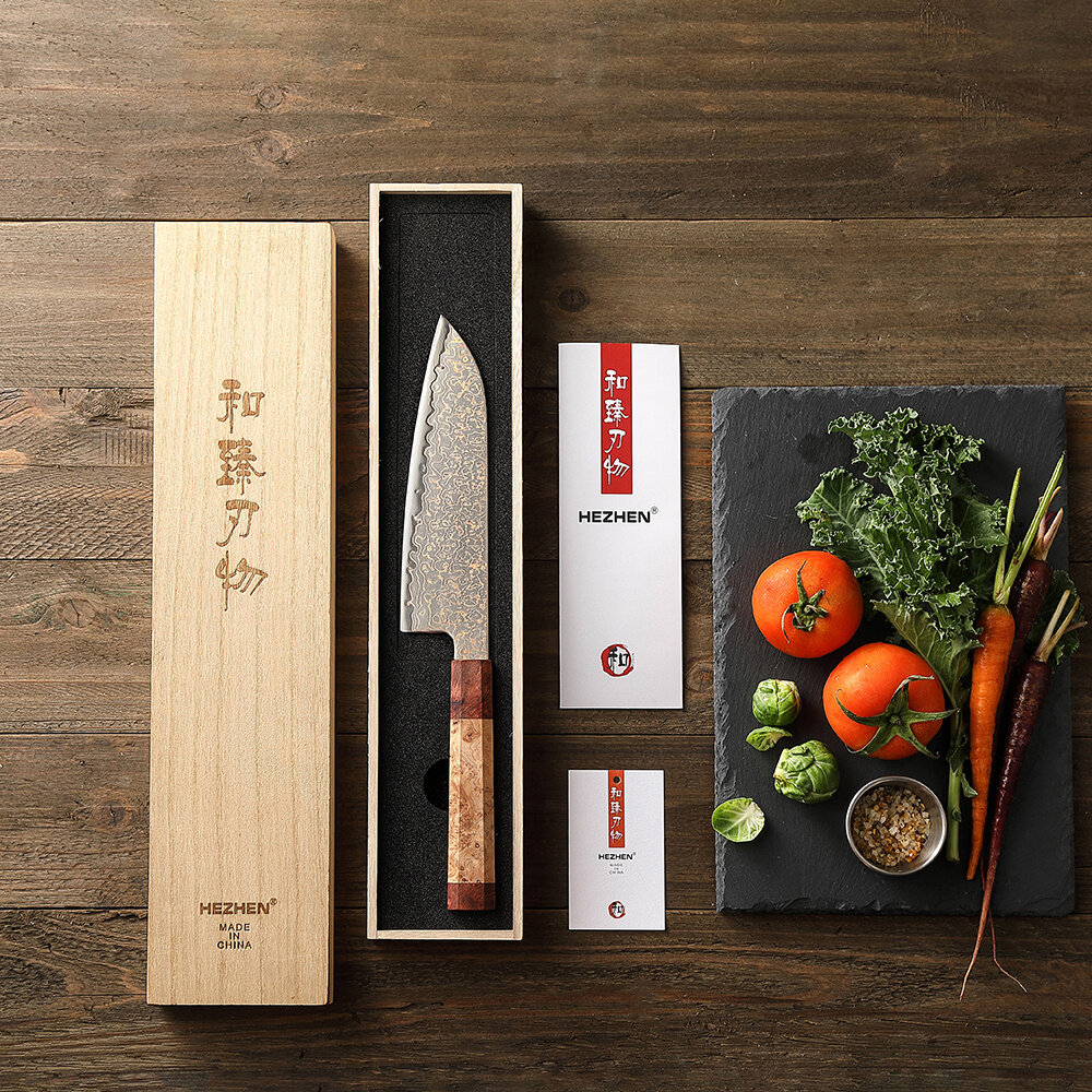 Hezhen Koper Damascus Santoku (X05C series)