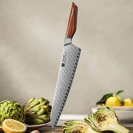 XinZuo Damascus koksmes 26cm - X03 Xing Series - XinZuo x Mauro Uliassi (3-sterren Michelin chef) XinZuo Damascus koksmes 26cm - X03 Xing Series - XinZuo x Mauro Uliassi (3-sterren Michelin chef)