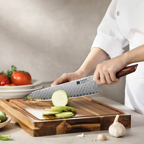 XinZuo Damascus koksmes 26cm - X03 Xing Series - XinZuo x Mauro Uliassi (3-sterren Michelin chef) XinZuo Damascus koksmes 26cm - X03 Xing Series - XinZuo x Mauro Uliassi (3-sterren Michelin chef)