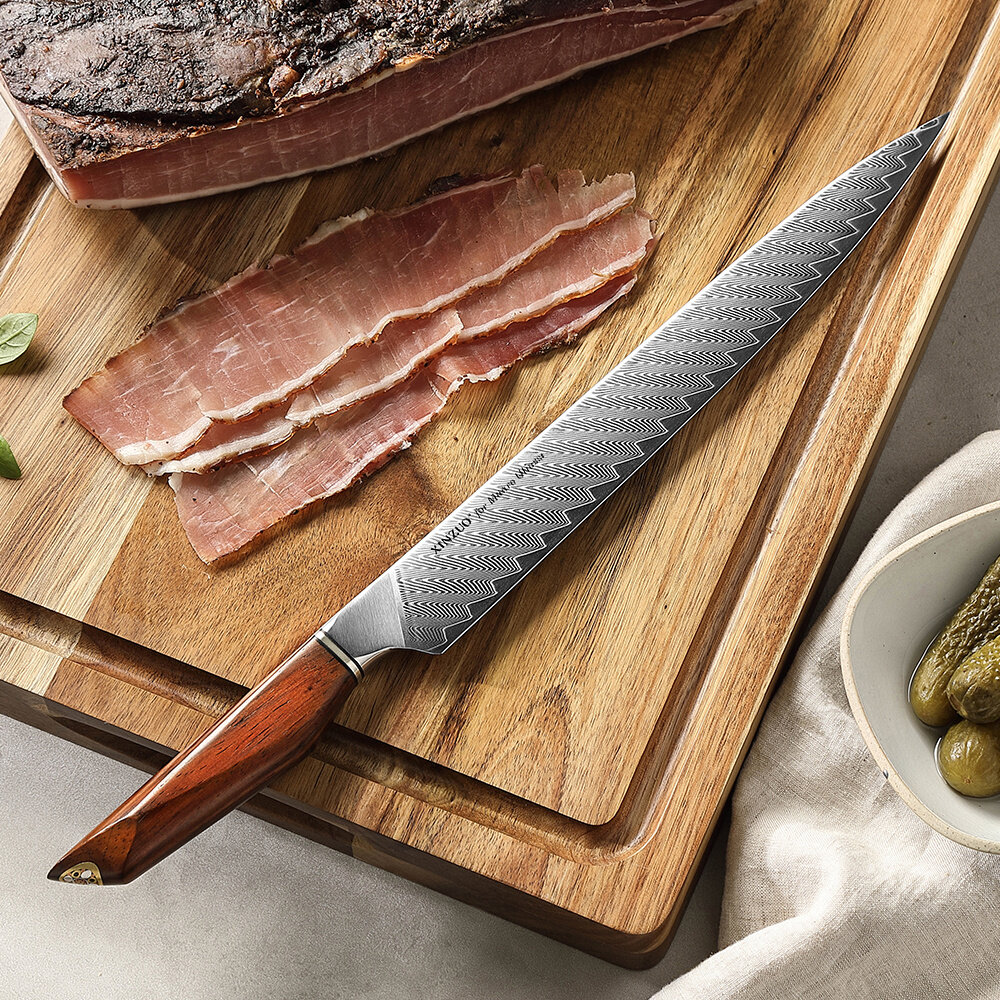 XinZuo Damascus vleesmes 26cm - X03 Xing Series - XinZuo x Mauro Uliassi (3-sterren Michelin chef) XinZuo Damascus vleesmes 26cm - X03 Xing Series - XinZuo x Mauro Uliassi (3-sterren Michelin chef)