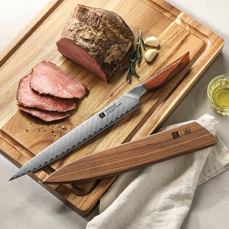 XinZuo Damascus vleesmes 26cm - X03 Xing Series - XinZuo x Mauro Uliassi (3-sterren Michelin chef) XinZuo Damascus vleesmes 26cm - X03 Xing Series - XinZuo x Mauro Uliassi (3-sterren Michelin chef)