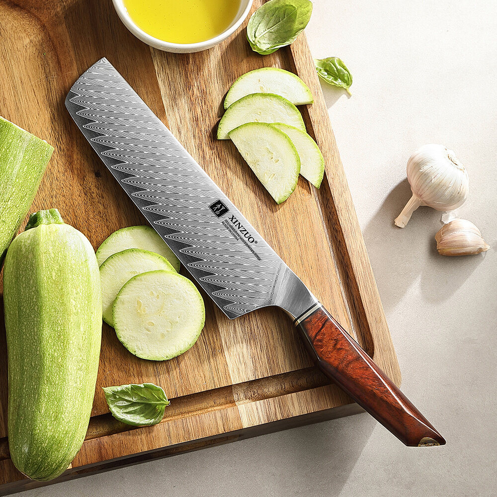 XinZuo Damascus nakiri mes 18.5cm - X03 Xing Series - XinZuo x Mauro Uliassi (3-sterren Michelin chef) XinZuo Damascus nakiri mes 18.5cm - X03 Xing Series - XinZuo x Mauro Uliassi (3-sterren Michelin chef)