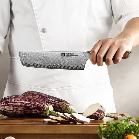 XinZuo Damascus nakiri mes 18.5cm - X03 Xing Series - XinZuo x Mauro Uliassi (3-sterren Michelin chef) XinZuo Damascus nakiri mes 18.5cm - X03 Xing Series - XinZuo x Mauro Uliassi (3-sterren Michelin chef)