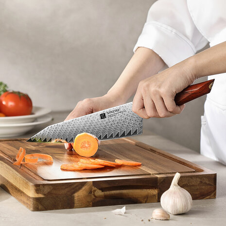 XinZuo Damascus koksmes 21cm - X03 Xing Series - XinZuo x Mauro Uliassi (3-sterren Michelin chef)