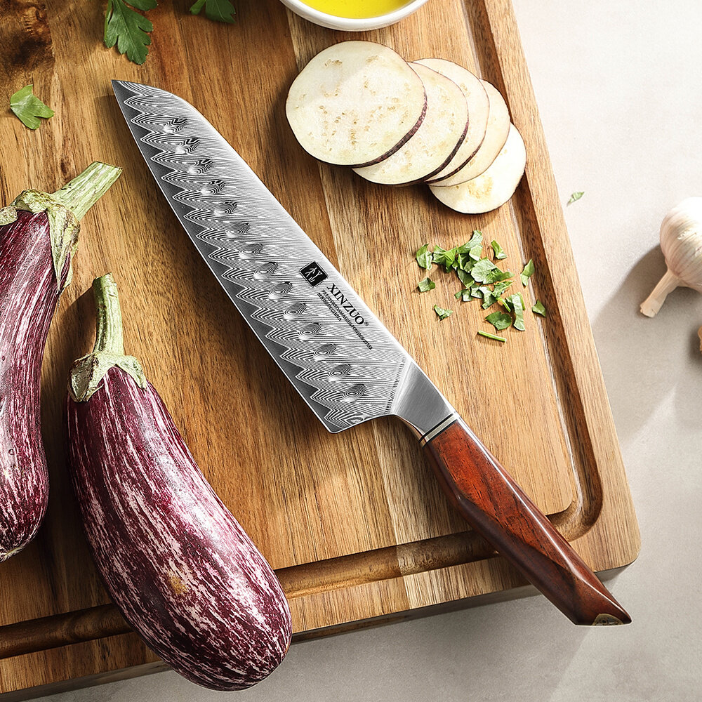 XinZuo Damascus santokumes 18.5cm - X03 Xing Series - XinZuo x Mauro Uliassi (3-sterren Michelin chef) XinZuo Damascus santokumes 18.5cm - X03 Xing Series - XinZuo x Mauro Uliassi (3-sterren Michelin chef)