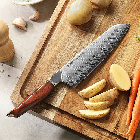 XinZuo Damascus santokumes 18.5cm - X03 Xing Series - XinZuo x Mauro Uliassi (3-sterren Michelin chef) XinZuo Damascus santokumes 18.5cm - X03 Xing Series - XinZuo x Mauro Uliassi (3-sterren Michelin chef)