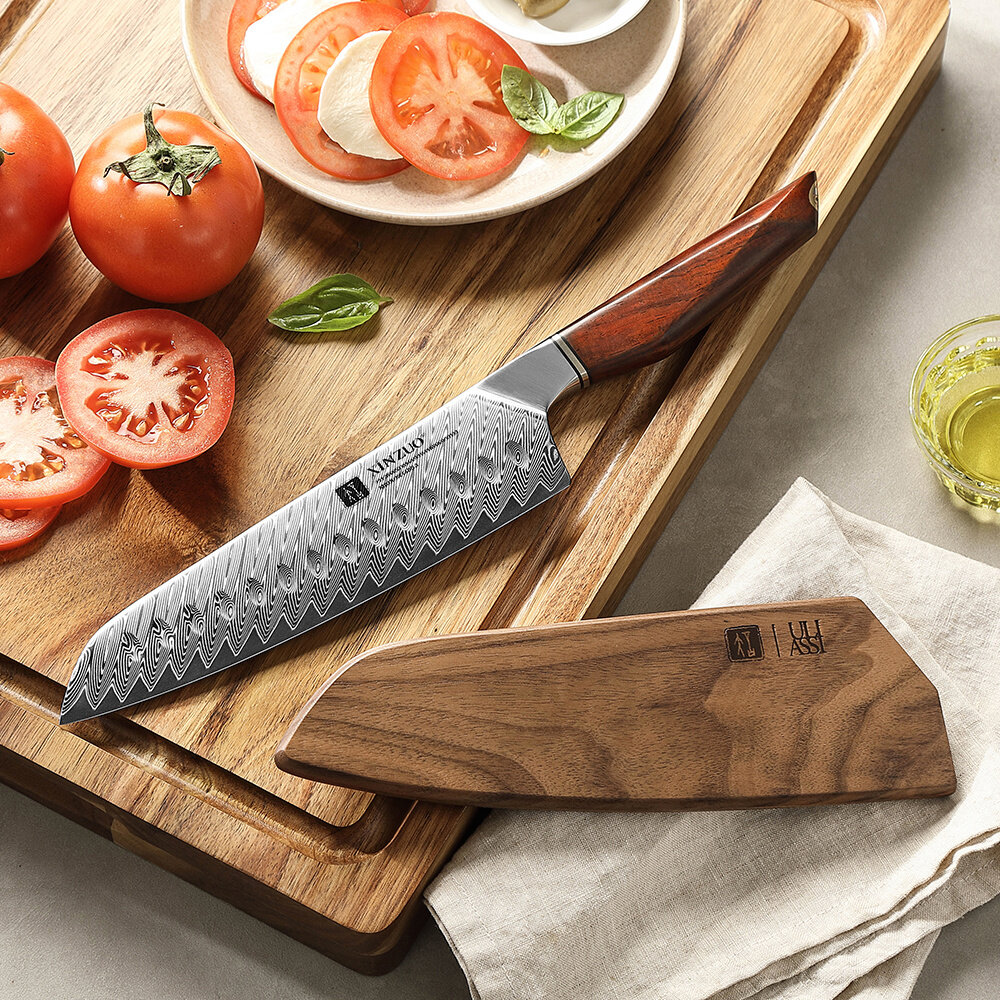 XinZuo Damascus santokumes 18.5cm - X03 Xing Series - XinZuo x Mauro Uliassi (3-sterren Michelin chef) XinZuo Damascus santokumes 18.5cm - X03 Xing Series - XinZuo x Mauro Uliassi (3-sterren Michelin chef)