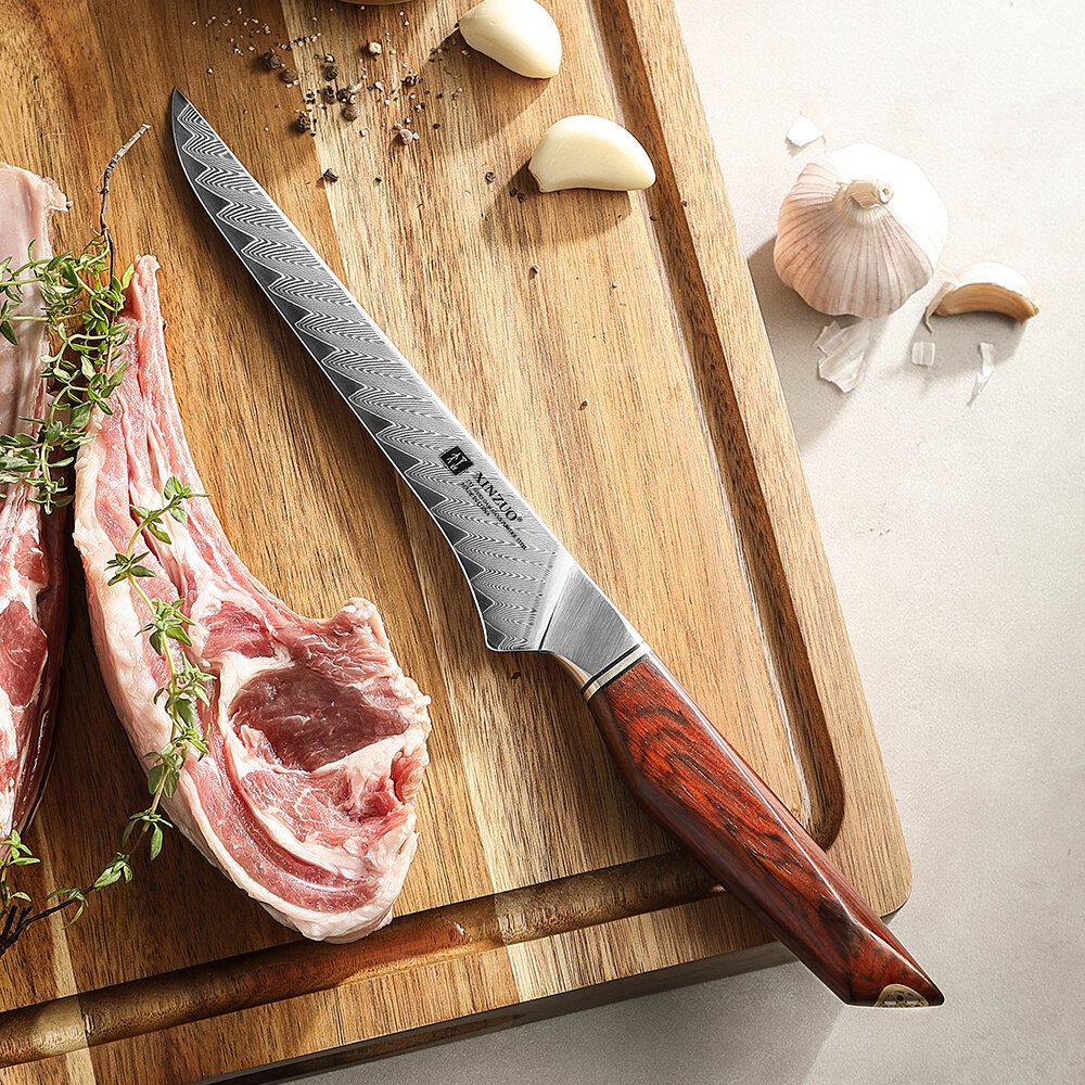 XinZuo Damascus uitbeenmes 16.5cm - X03 Xing Series - XinZuo x Mauro Uliassi (3-sterren Michelin chef) XinZuo Damascus uitbeenmes 16.5cm - X03 Xing Series - XinZuo x Mauro Uliassi (3-sterren Michelin chef)