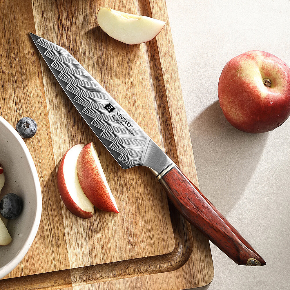 XinZuo Damascus groentemes 13cm - X03 Xing Series - XinZuo x Mauro Uliassi (3-sterren Michelin chef) XinZuo Damascus groentemes 13cm - X03 Xing Series - XinZuo x Mauro Uliassi (3-sterren Michelin chef)