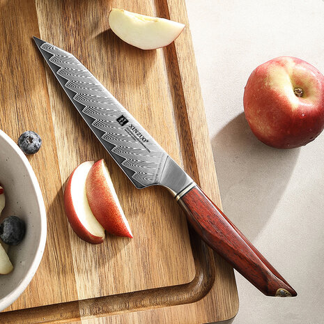 XinZuo Damascus groentemes 13cm - X03 Xing Series - XinZuo x Mauro Uliassi (3-sterren Michelin chef) XinZuo Damascus groentemes 13cm - X03 Xing Series - XinZuo x Mauro Uliassi (3-sterren Michelin chef)