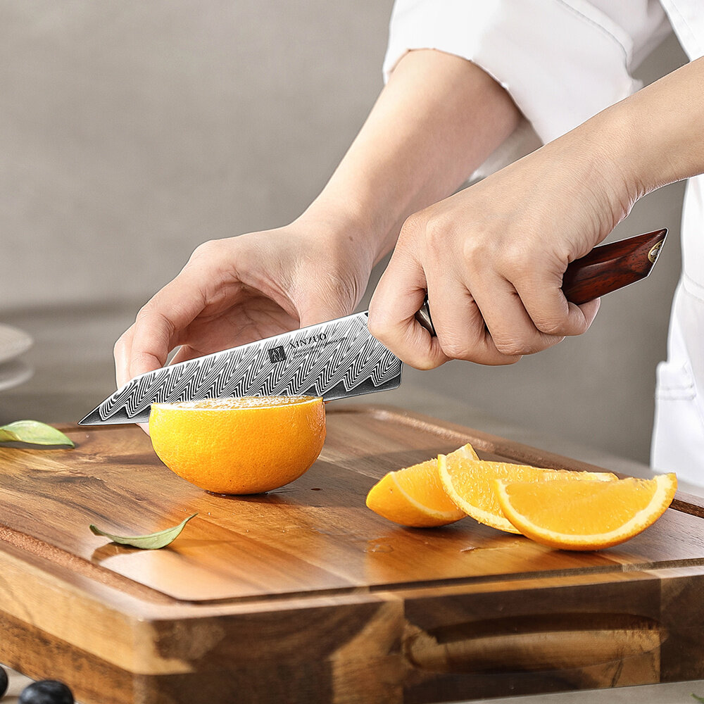 XinZuo Damascus groentemes 13cm - X03 Xing Series - XinZuo x Mauro Uliassi (3-sterren Michelin chef) XinZuo Damascus groentemes 13cm - X03 Xing Series - XinZuo x Mauro Uliassi (3-sterren Michelin chef)