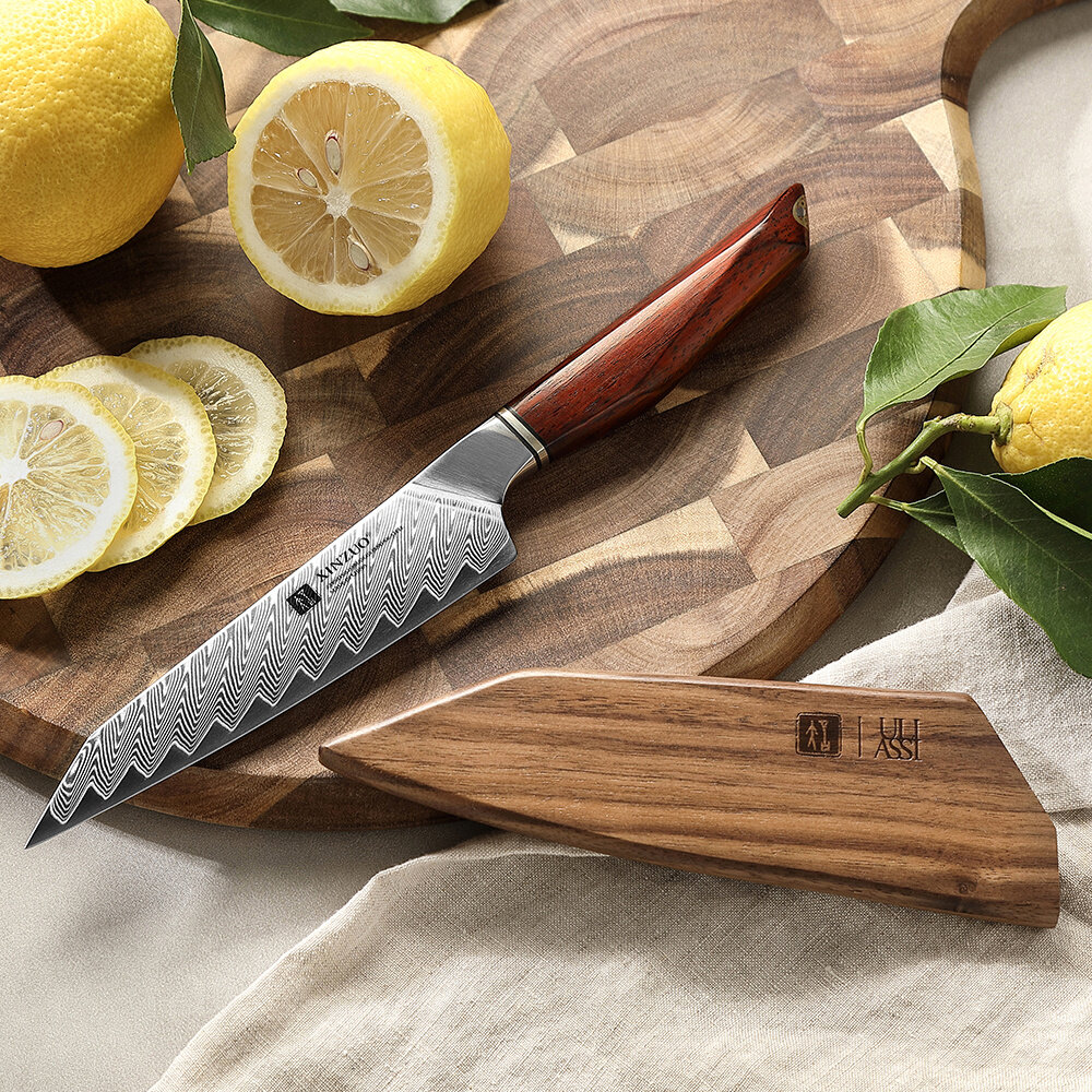 XinZuo Damascus groentemes 13cm - X03 Xing Series - XinZuo x Mauro Uliassi (3-sterren Michelin chef) XinZuo Damascus groentemes 13cm - X03 Xing Series - XinZuo x Mauro Uliassi (3-sterren Michelin chef)