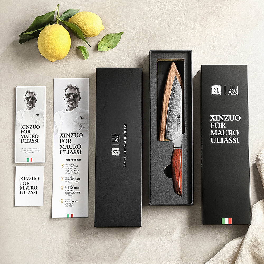 XinZuo Damascus groentemes 13cm - X03 Xing Series - XinZuo x Mauro Uliassi (3-sterren Michelin chef) XinZuo Damascus groentemes 13cm - X03 Xing Series - XinZuo x Mauro Uliassi (3-sterren Michelin chef)