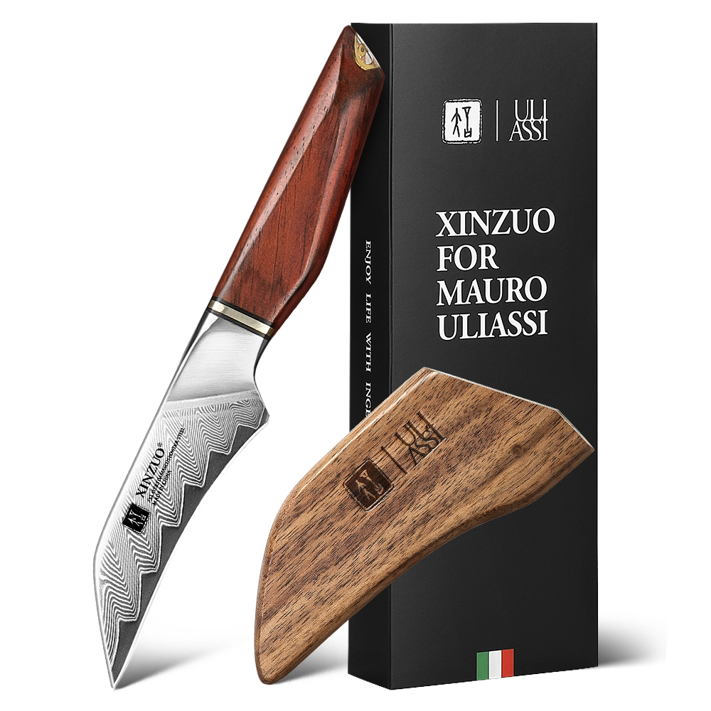 XinZuo Damascus schilmes 8cm - X03 Xing Series - XinZuo x Mauro Uliassi (3-sterren Michelin chef) XinZuo Damascus schilmes 8cm - X03 Xing Series - XinZuo x Mauro Uliassi (3-sterren Michelin chef)