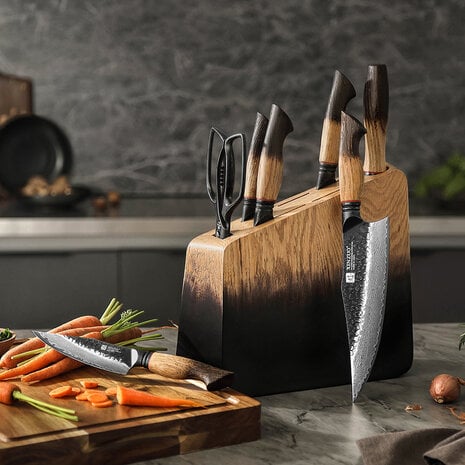 XinZuo Damascus messenset 8-delig - X06 Mo series XinZuo Damascus messenset 8-delig - X06 Mo series