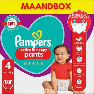 Pampers Pampers Premium Protection Active Fit Pants Maat 4 - 168 Luierbroekjes Maandbox