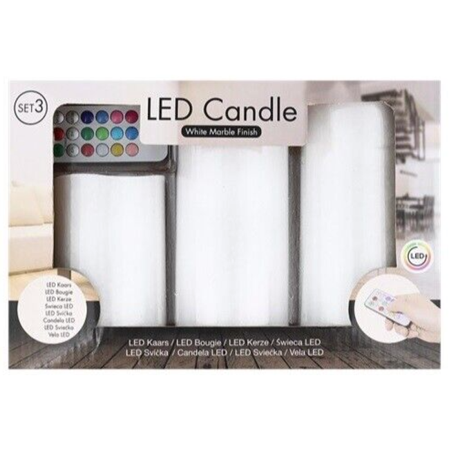 MERKLOOS LED Candle - Set van 3 Color Changing Led Kaarsen met Afstandsbediening - EXCLUSIEF BATTERIJEN
