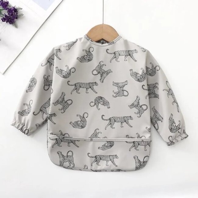 SFT Products Baby Slab met Lange Mouwen - Grijs Luipaard - Kliederschort