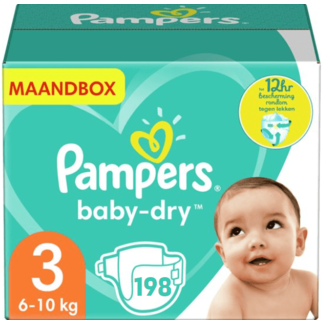 Pampers Pampers Baby Dry Maat 3 - 198 Luiers Maandbox