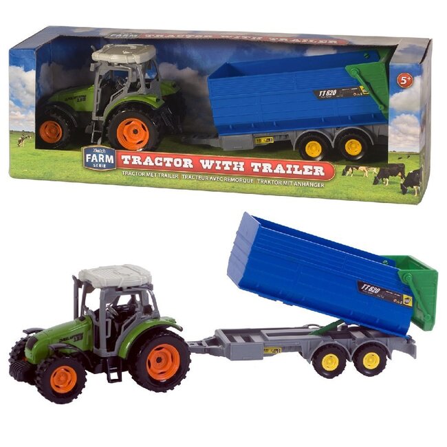 Dutch Farm Serie Dutch Farm Serie Tractor groen + Trailer 1:32