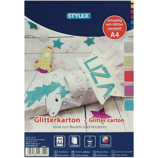 MERKLOOS Hobby Glitter Karton A4 10st