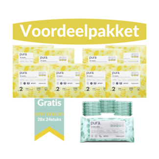 Pura Pura Voordeelpakket - 2 Maandboxen Maat 2 + Gratis 672 Pura Babydoekjes