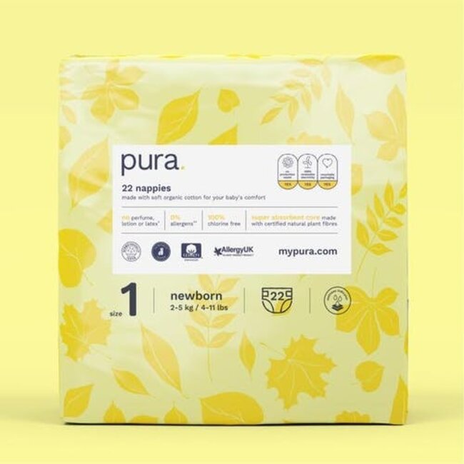 Pura Pura Eco-Friendly Luiers Maat 1 (2-5 kg) - 22 luiers