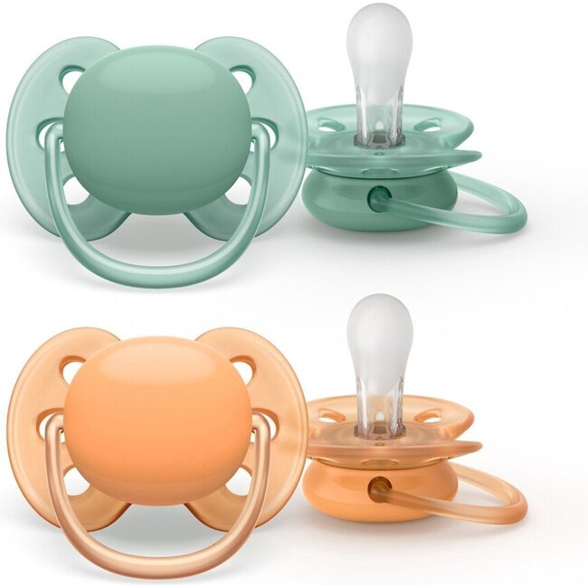 Philips Avent Philips Avent Fopspeen Ultra Soft Groen/Oranje 0 Tot 6 Maanden 2 Stuks