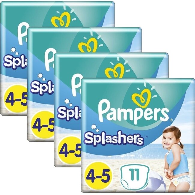 Pampers Splashers Zwemluiers Maat 4/5 - 4 x 11 Stuks Voordeelverpakking