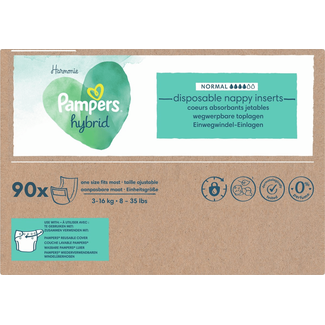 Pampers Pampers Pampers Harmonie Hybrid Wegwerpbare Toplagen - 6x 15 stuks = 90 Absorberende Wegwerpbare Toplagen