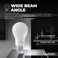 Ledvion Żarówka LED E27 z możliwością ściemniania — 8,8 W — 6500 K — 806 lumenów